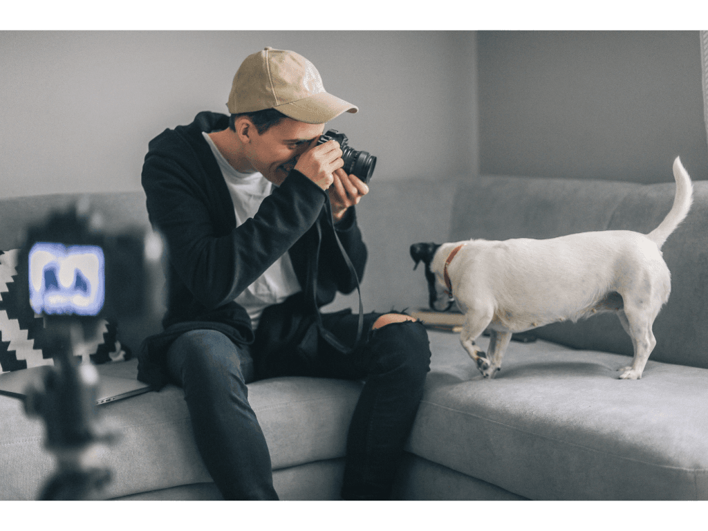 Dog influencer posing for camera